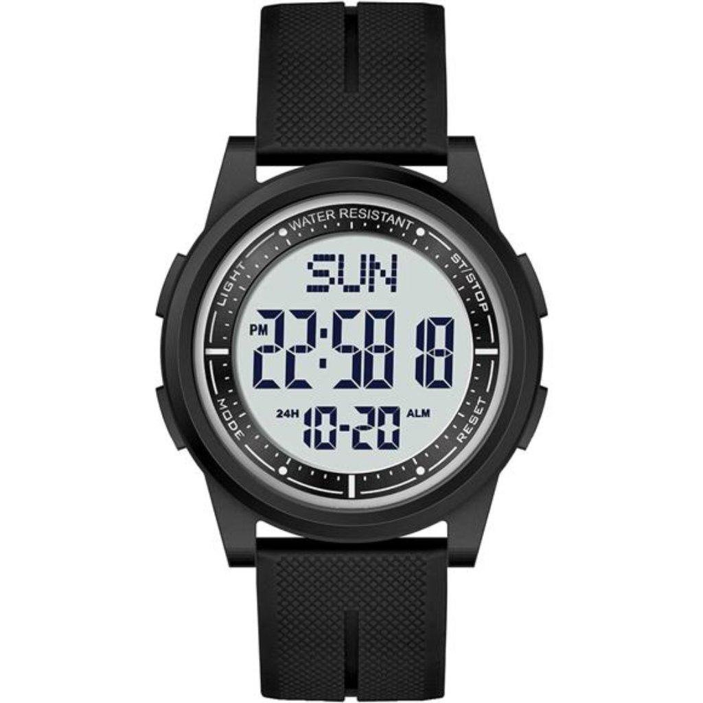 Mens Digital Watch Waterproof With Stopwatch Alarm Countdown Dual Time